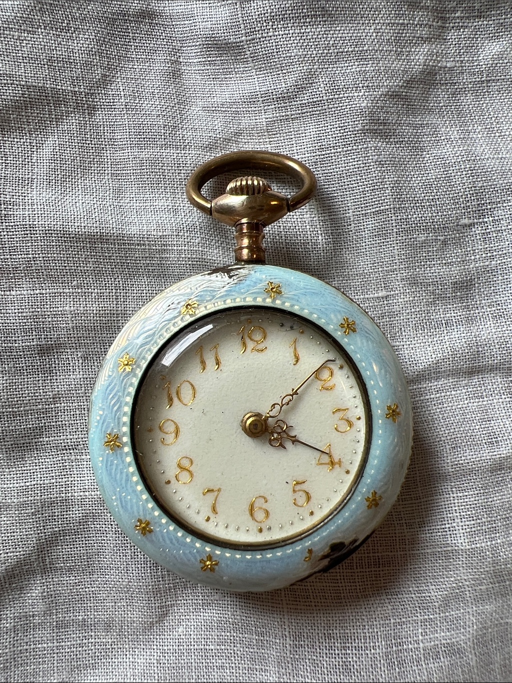 Vintage 14k Gold & Sterling Silver Victorian Guilloche Watch Pendant